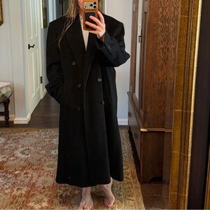 Men’s Gianfranco Ruffini Classic Long Black Double-Breasted Cashmere blend Coat